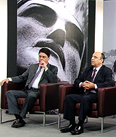 Wadih e Marcus Vinícius na gravação do programa    Foto: Lula Aparício