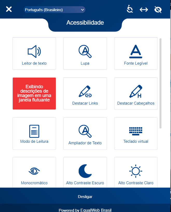 Ao posicionar o cursor do mouse em cima de um dos botões, um resumo aparece. É possível clicar em quantas opções desejar